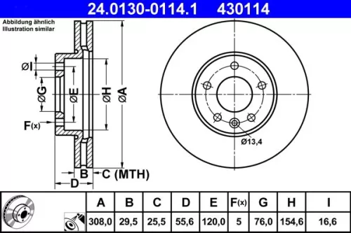 ATE Brake Disc (24.0130-0114.1)