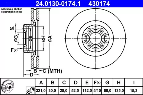 ATE Brake Disc (24.0130-0174.1)
