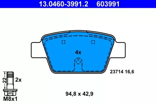 ATE Brake Pad Set, disc brake (13.0460-3991.2)