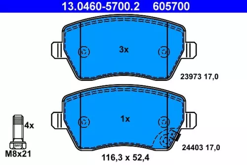 ATE Brake Pad Set, disc brake (13.0460-5700.2)