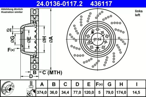 ATE Brake Disc (24.0136-0117.2)
