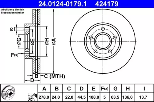 ATE Brake Disc (24.0124-0179.1)