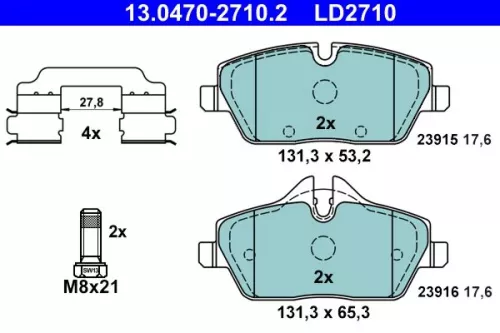 ATE Brake Pad Set, disc brake (13.0470-2710.2)