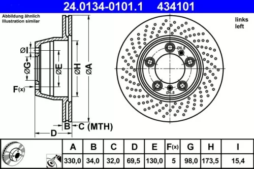 ATE Brake Disc (24.0134-0101.1)