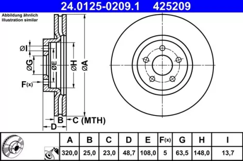 ATE Brake Disc (24.0125-0209.1)