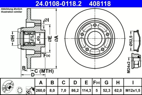 ATE Brake Disc (24.0108-0118.2)