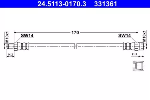ATE Brake Hose (24.5113-0170.3)