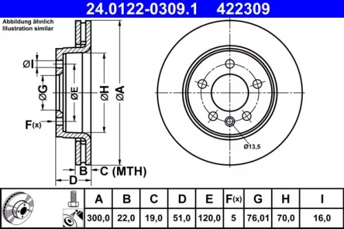 ATE Brake Disc (24.0122-0309.1)