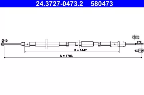 ATE Cable Pull, parking brake (24.3727-0473.2)