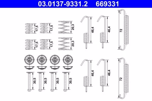Accessory Kit, parking brake shoes