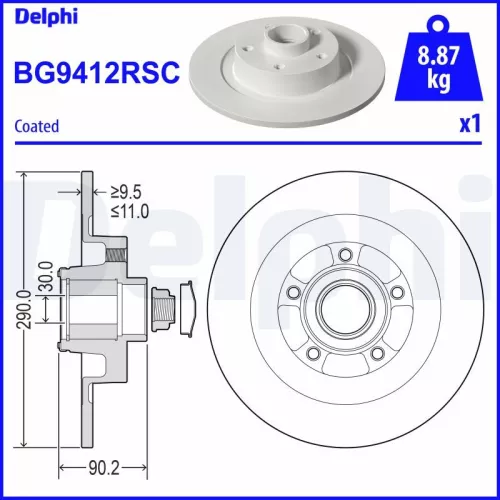 DELPHI Brake Disc (BG9412RSC)