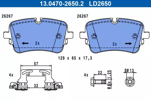 ATE Brake Pad Set, disc brake (13.0470-2650.2)