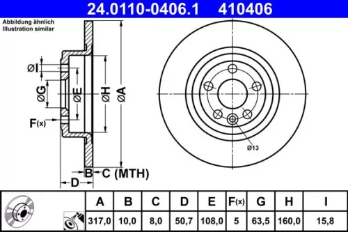 ATE Brake Disc (24.0110-0406.1)