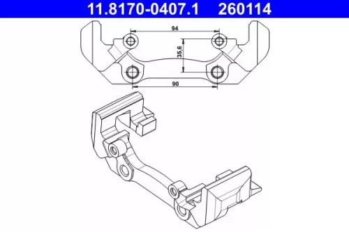 ATE Bracket, brake caliper (11.8170-0407.1)