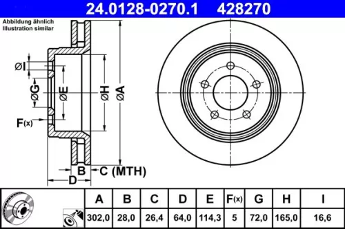 ATE Brake Disc (24.0128-0270.1)