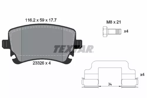 TEXTAR Brake Pad Set, disc brake (2332607)