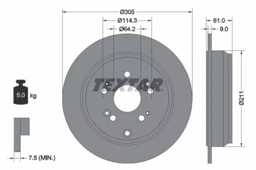 TEXTAR Brake Disc (92162503)