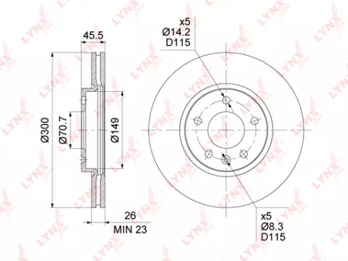 Brake disc, front (300x26)